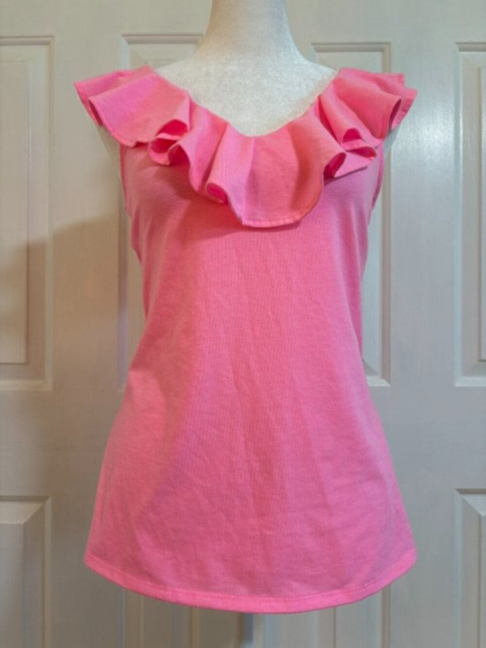 Lilly Pulitzer Alessa Ruffle Tank Top in Bright Pink Women's Size XXS